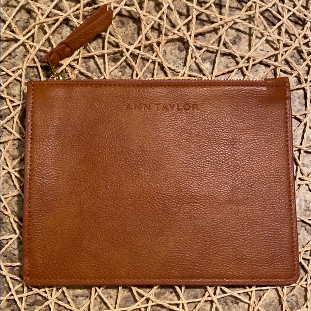 Ann Taylor Brown Mini Leather Pouch